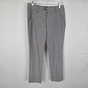 Roccobarocco Pants Women's 6 Black White Checkered Ankle Straight Dress Slacks